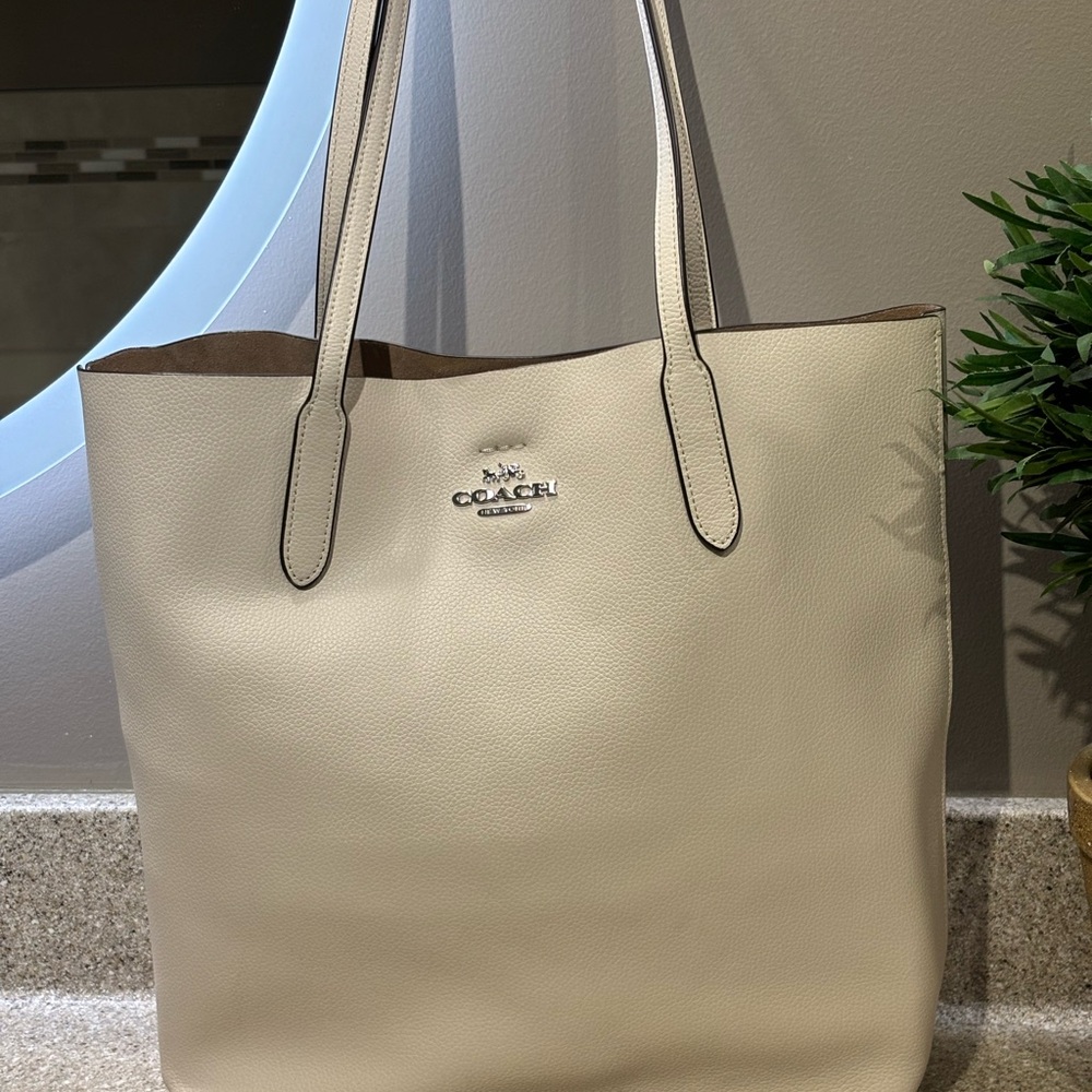 Coach Leather Tote in White w/ silver  hardware